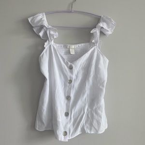 H&M white ruffled camisole